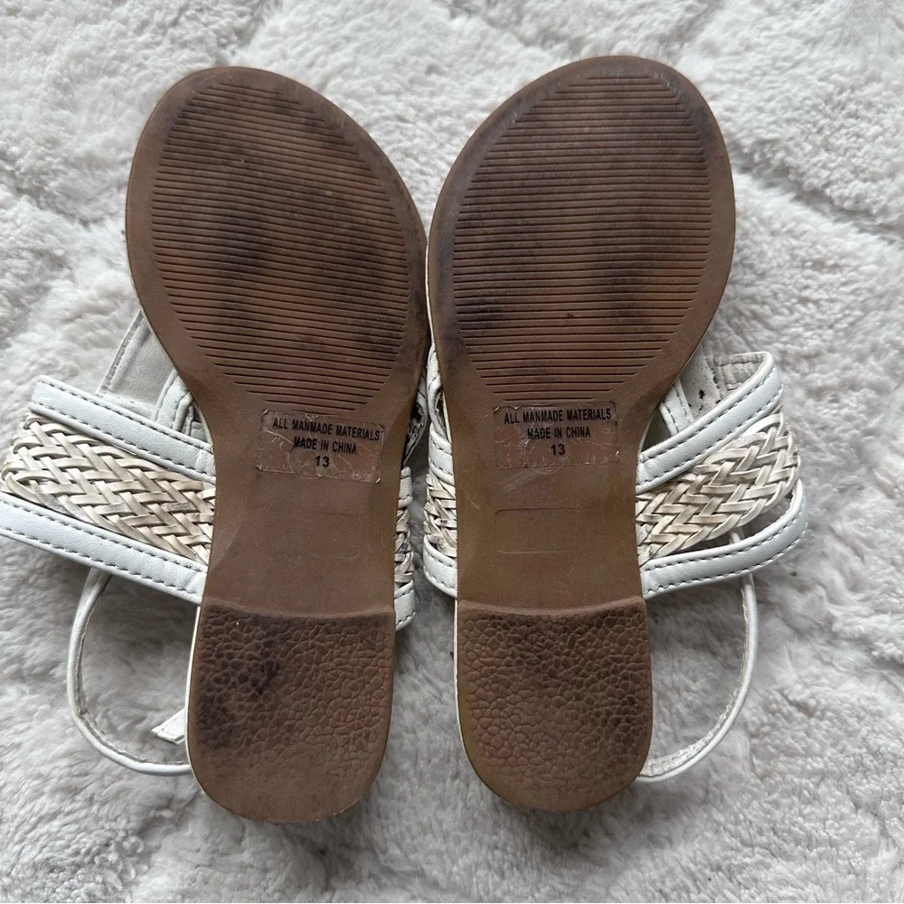 Blue Suede Shoes | White Bling Girls Sandals | Size 13